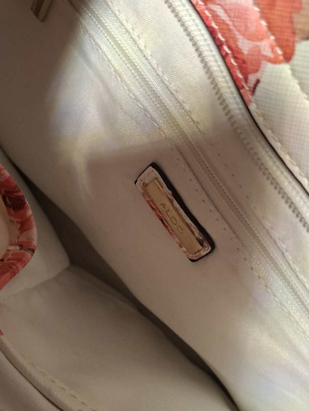 Aldo Floral Rose Print Satchel - White and Peach - Picture 3 of 8